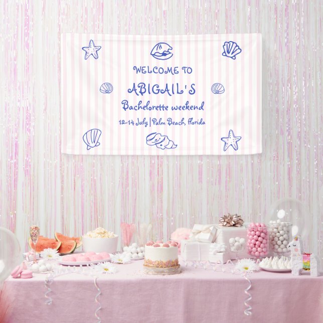 Hand drawn sea shells bachelorette WELCOME Banner (Party)