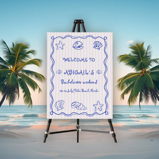 Hand drawn sea shells bachelorette WELCOME sign