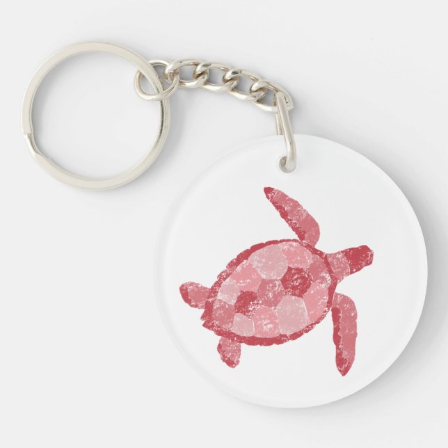 Hand Drawn Sea Turtle Key Chain (Front)