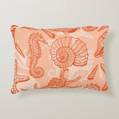 Hand Drawn Sea Vintage Pattern Accent Pillow