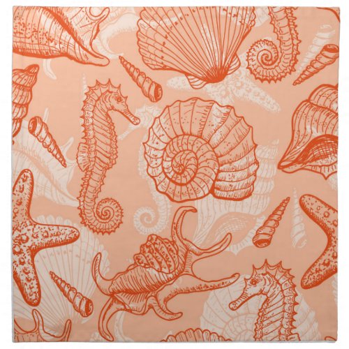 Hand Drawn Sea Vintage Pattern Cloth Napkin