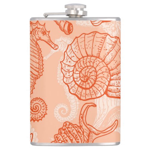 Hand Drawn Sea Vintage Pattern Flask