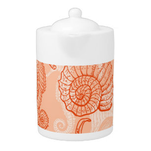 Hand Drawn Sea: Vintage Pattern Teapot