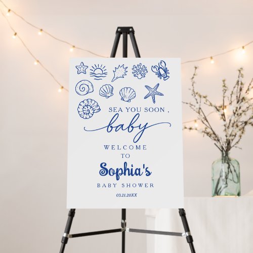 Hand drawn sea you soon, under the sea baby shower foam board