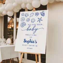 Hand drawn sea you soon, under the sea baby shower foam board