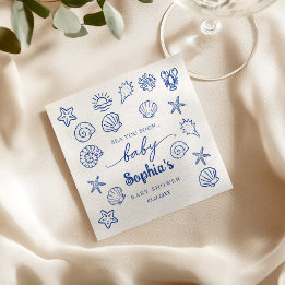 Hand drawn sea you soon, under the sea baby shower napkins