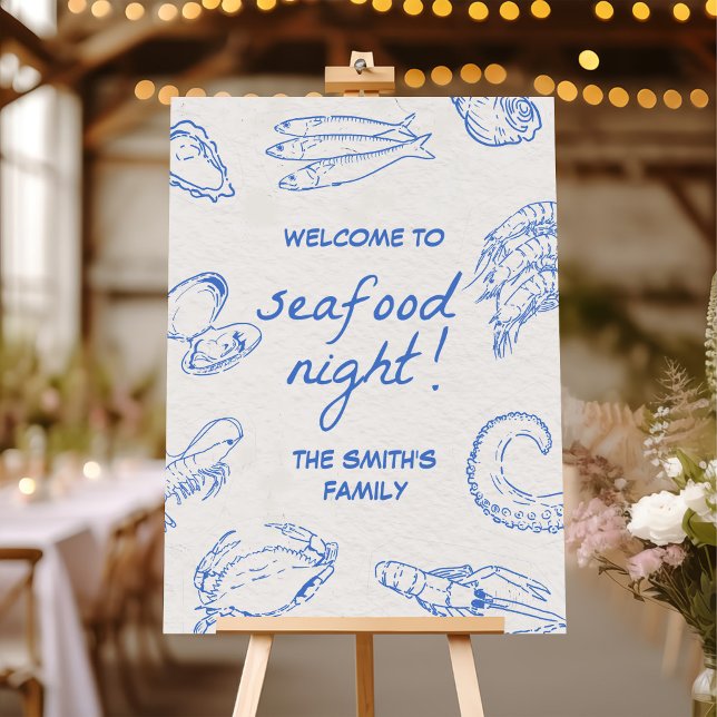 Hand Drawn Seafood Night Party Welcome Sign (Creator Uploaded)