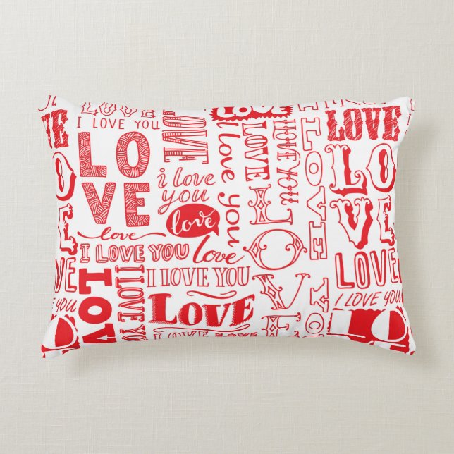 hand-drawn seamless background with love doodles  accent pillow (Front)