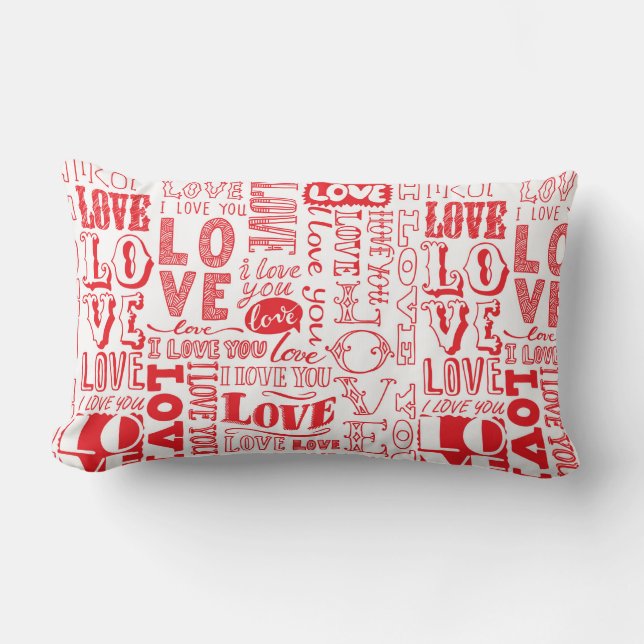 hand-drawn seamless background with love doodles  lumbar pillow (Front)