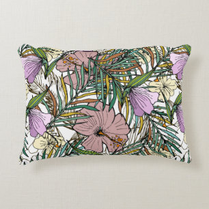 Hand Drawn Seamless Background With Palm Leaves An Accent Pillow