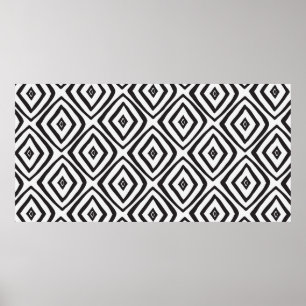 Hand drawn seamless pattern in black and white. poster
