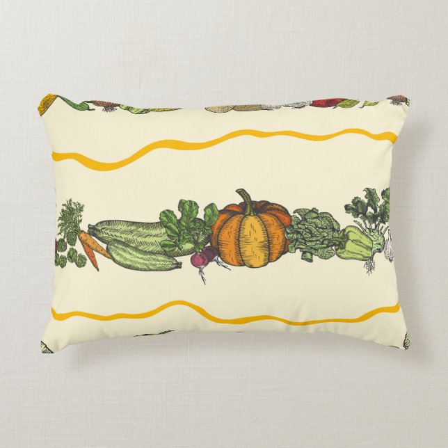 Hand drawn seamless pattern of natural vegetables  accent pillow (Front)