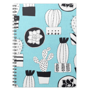 Hand drawn seamless pattern with cactus and succul notebook
