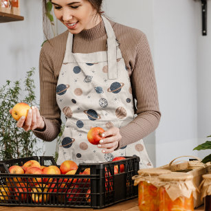 Hand Drawn Seamless Pattern with Planets Apron