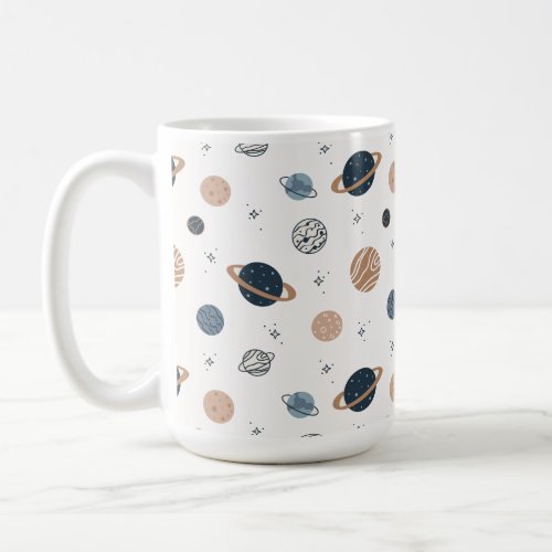 Hand Drawn Seamless Pattern with Planets Coffee Mug