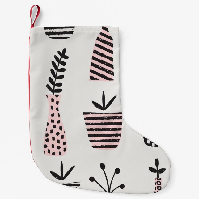 Hand drawn seamless pattern with plants in black,c small christmas stocking (Front)