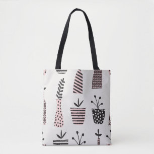 Hand drawn seamless pattern with plants in black,c tote bag