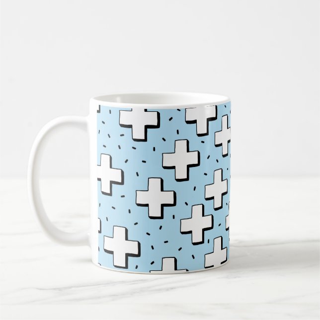 hand drawn seamless pattern with plus signs coffee mug (Left)
