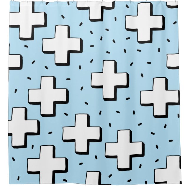 hand drawn seamless pattern with plus signs shower curtain (Front)