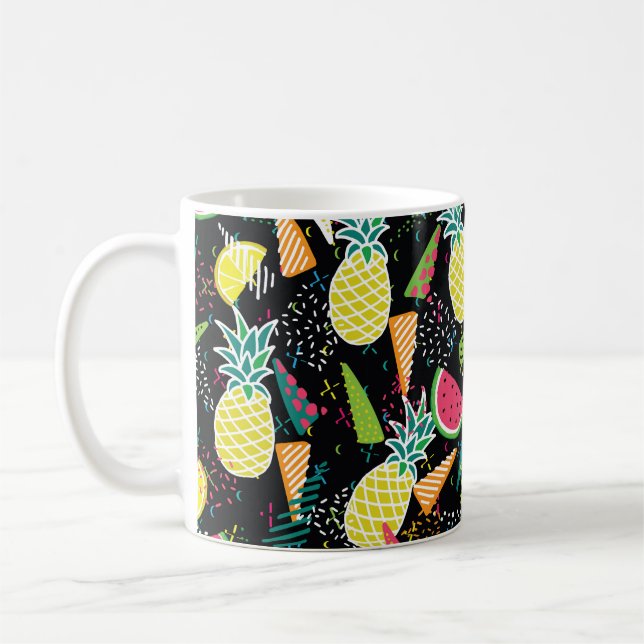 Hand drawn seamless pattern with  watermelon pinea coffee mug (Left)