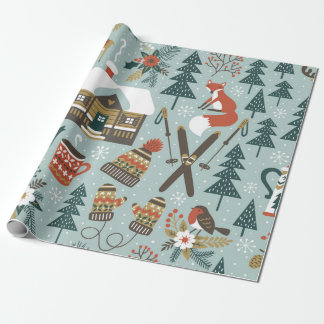 Hand drawn seamless vintage pattern with cute fore wrapping paper