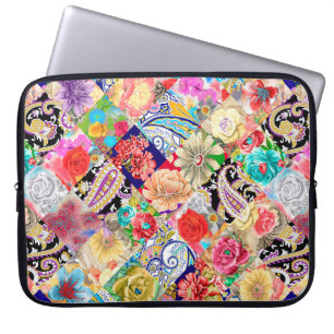 Hand drawn seamless vintage pattern with cute suga laptop sleeve
