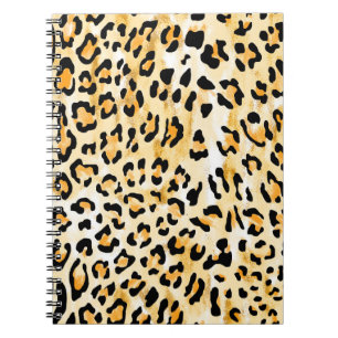 hand drawn seamless yellow and white color leopard notebook