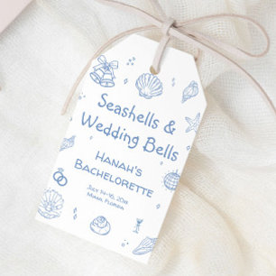Hand Drawn Seashells Bells Bachelorette Favor Gift Tags