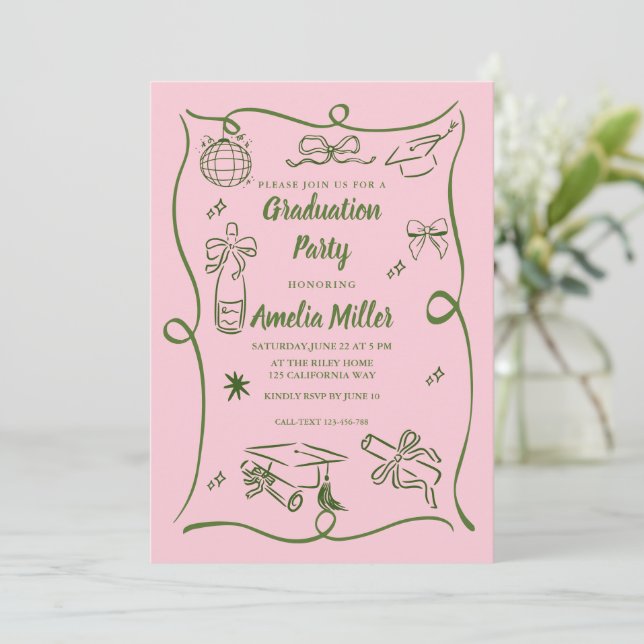 Hand Drawn Senior Graduation Invitation Template, (Standing Front)