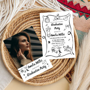 Hand Drawn Senior Graduation Invitation Template,