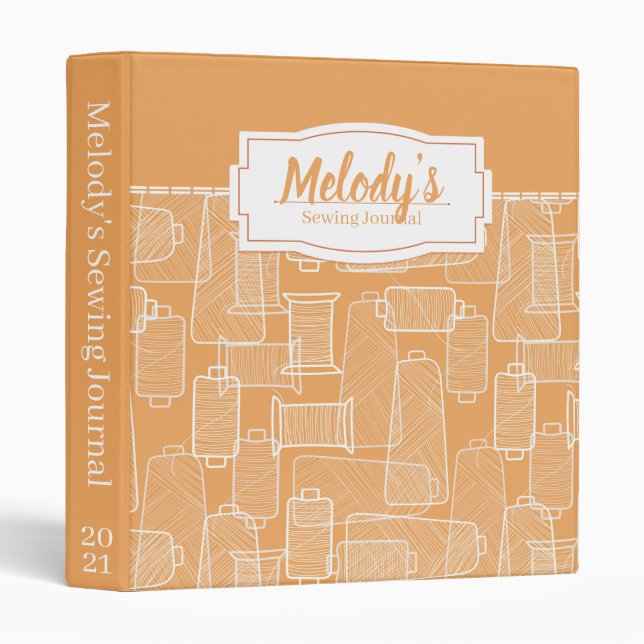 Hand Drawn Sewing Spindle Journal Binder (Front/Spine)