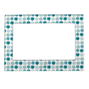 Hand drawn shades of teal green circle swirls magnetic frame