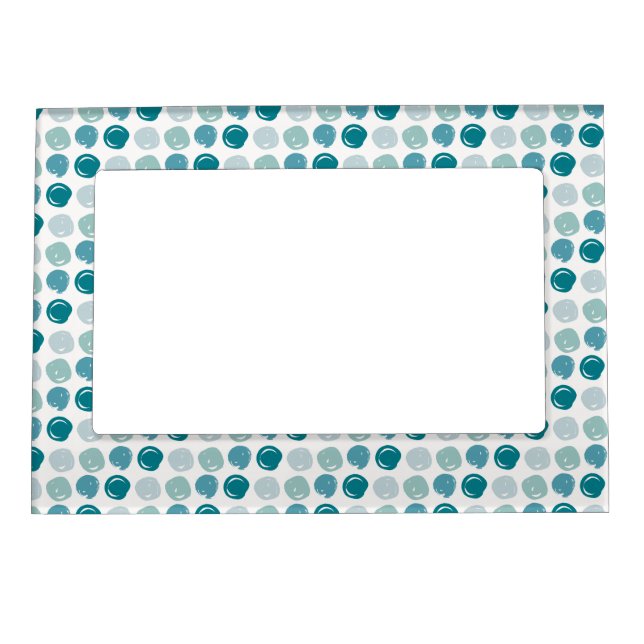 Hand drawn shades of teal green circle swirls magnetic frame (Front)