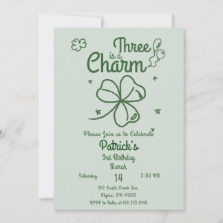 Hand Drawn Shamrock Any Age Birthday Invitation