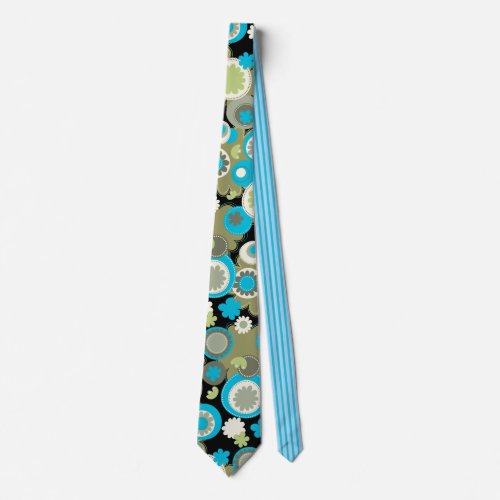 Hand Drawn Shapes  Contrasting Stripes Necktie