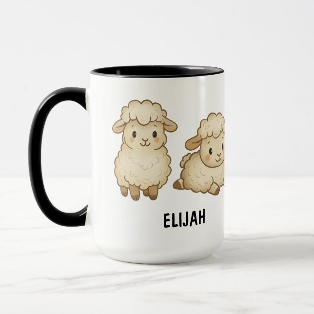 Hand Drawn Sheep Custom Cute Mug (Left)