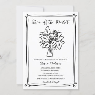 Hand Drawn "She's off the Market" Bridal Shower  Invitation