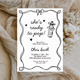 Hand drawn She's Ready to Pop Soda Baby Shower   Invitation