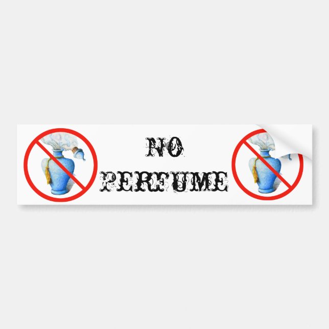 Hand Drawn Sign: No Perfume Bumper Sticker (Front)