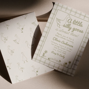 Hand Drawn Silly Goose Gender Neutral Baby Shower Invitation