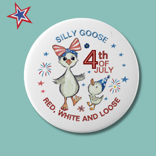 Hand drawn Silly Mama Goose 4th July Button