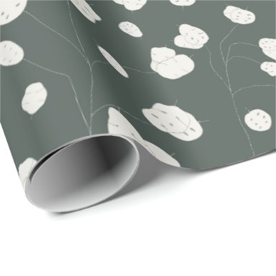 Hand Drawn Silver Dollar Lunaria Pattern Custom Wrapping Paper