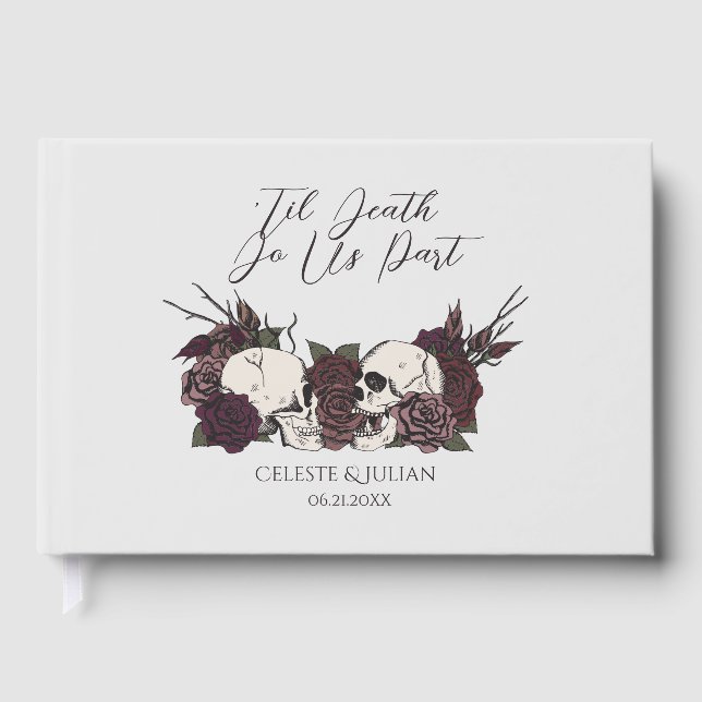 Hand-Drawn Silver Gray Soft Gothic Wedding Photo Guest Book (Front)