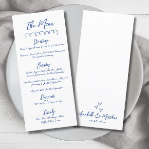 Hand Drawn Simple Blue Whimsical Wedding Menu