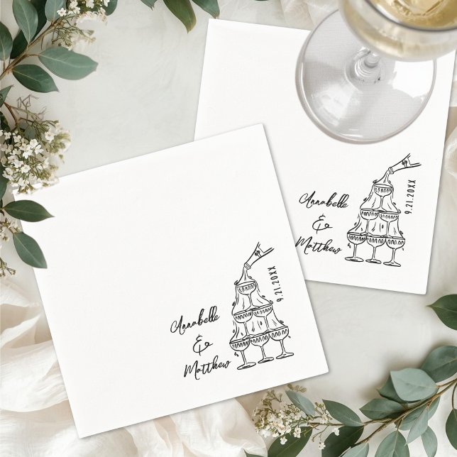 Hand Drawn Simple Cocktail Wedding Napkins (Hand Drawn Simple Cocktail Wedding Napkins)