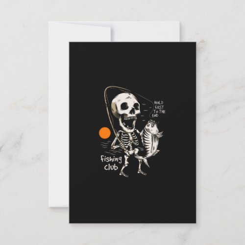 Hand drawn skeleton fishing illustration thank you card