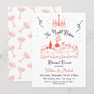 Hand Drawn Sketc The Night Before Rehearsal Dinner Invitation