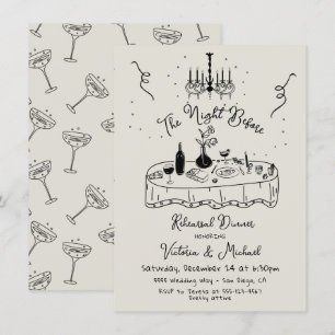 Hand Drawn Sketc The Night Before Rehearsal Dinner Invitation