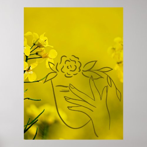 Hand_Drawn Sketch Florist Woman Line Art Poster