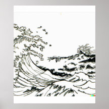 hand drawn sketch Great Wave off Kanagawa